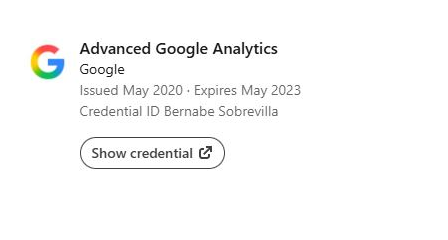 Advanced Google Analytics Certificate